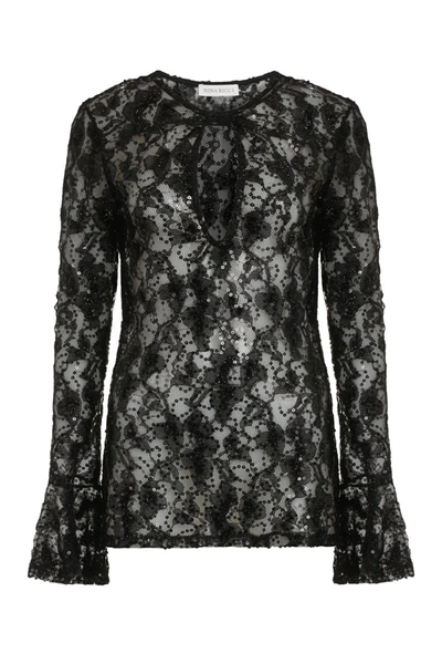 Shop Nina Ricci Lace Top In Black
