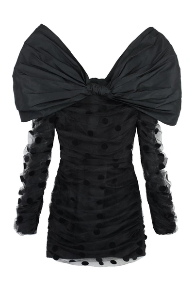 Shop Nina Ricci Polka-dot Tulle Dress In Black