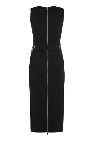 Shop Versace Crepe Midi Dress In Black