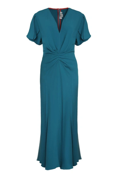 Shop Victoria Beckham Stretch Viscose Dress In Turquoise