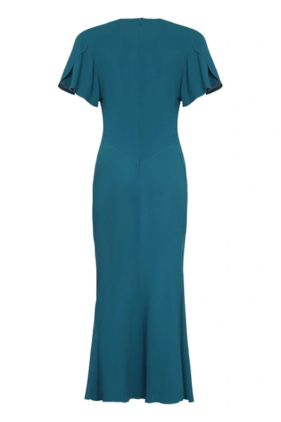 Shop Victoria Beckham Stretch Viscose Dress In Turquoise