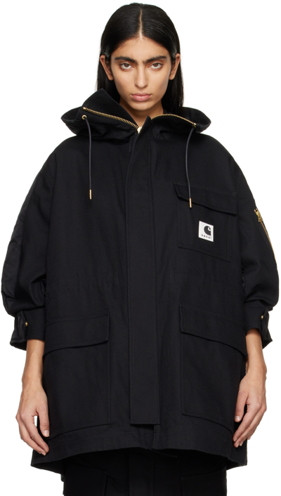 Shop Sacai Black Carhartt Wip Edition Coat In 001 Black