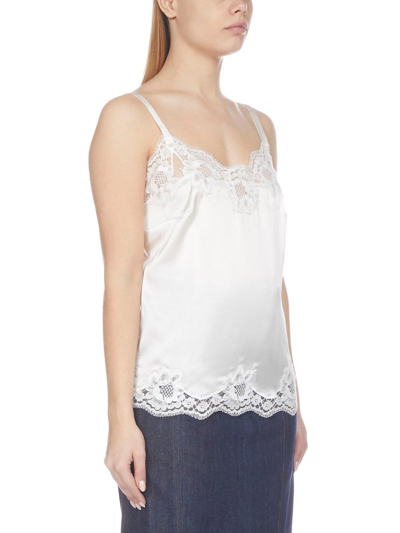 Shop Dolce & Gabbana Lace Camisole In Bianco Naturale