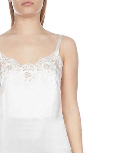 Shop Dolce & Gabbana Lace Camisole In Bianco Naturale