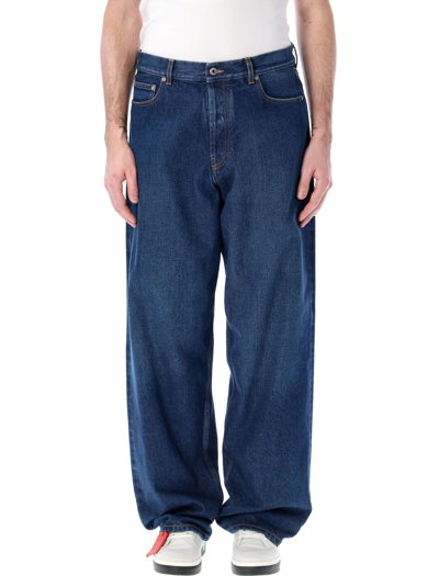 Shop Off-white Arr Loose Jeans In Medium Blue