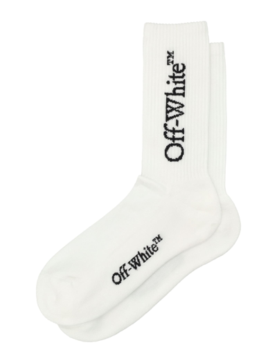 Shop Off-white Big Logo Bksh Mid Calf Socks In White