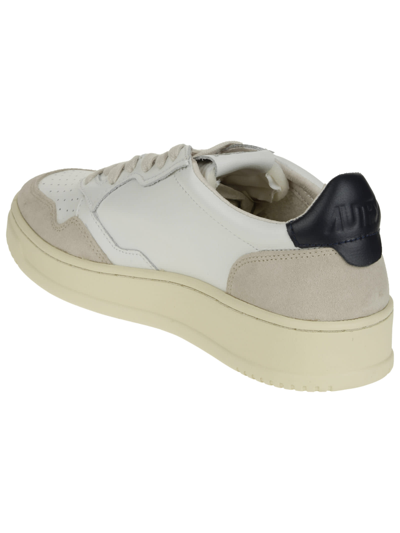 Shop Autry Medalist Low Man Leat Suede In White Blue