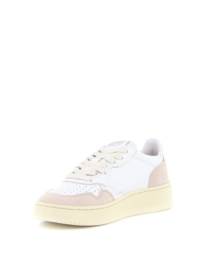 Shop Autry Medalist Low Man Leat Suede In White