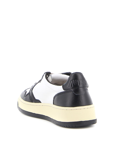 Shop Autry Medalist Low Man Leat Leat In White Black