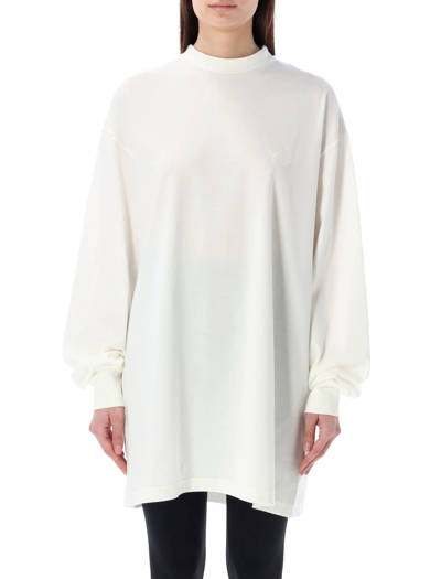 Shop Y-3 Mock Neck Long Sleeves T-shirt In White