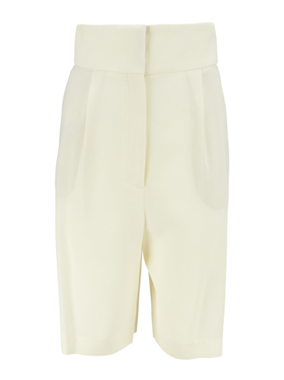 Shop Fabiana Filippi Wool Twill Shorts In White