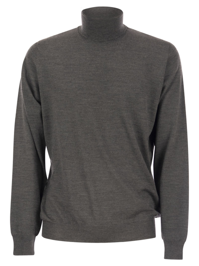 Shop Fedeli Turtleneck Sweater In Virgin Wool In Anthracite