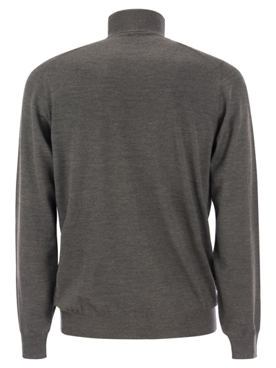 Shop Fedeli Turtleneck Sweater In Virgin Wool In Anthracite