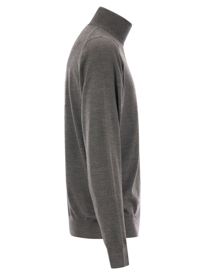 Shop Fedeli Turtleneck Sweater In Virgin Wool In Anthracite
