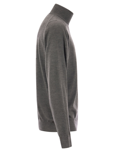 Fedeli Turtleneck Sweater In Virgin Wool In Gray