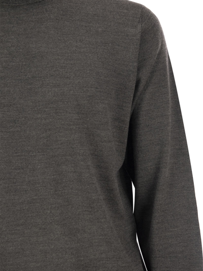 Shop Fedeli Turtleneck Sweater In Virgin Wool In Anthracite