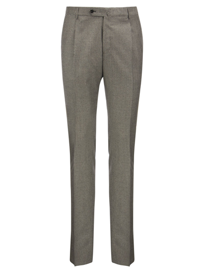 Shop Pt01 Super Slim Pied De Poule Wool Trousers In Grey