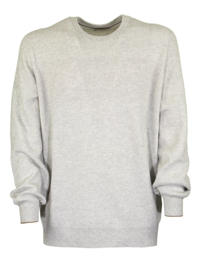 Shop Brunello Cucinelli Cashmere Sweater Round Neck In Grey