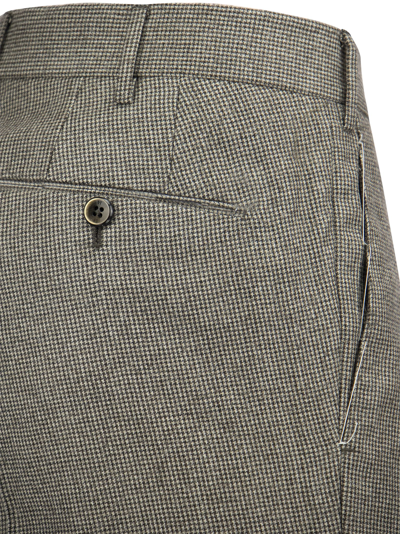 Pt01 Super Slim Pied De Poule Wool Trousers In Grey