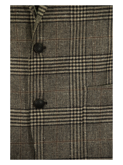 Shop Tagliatore Prince Of Wales Jacket In Wool, Silk And Cashmere In Brown/beige