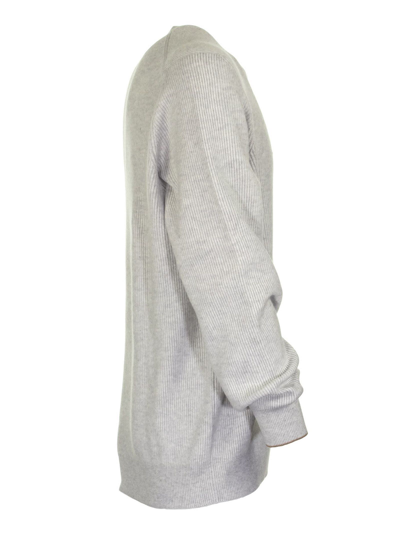 Shop Brunello Cucinelli Cashmere Sweater Round Neck In Grey