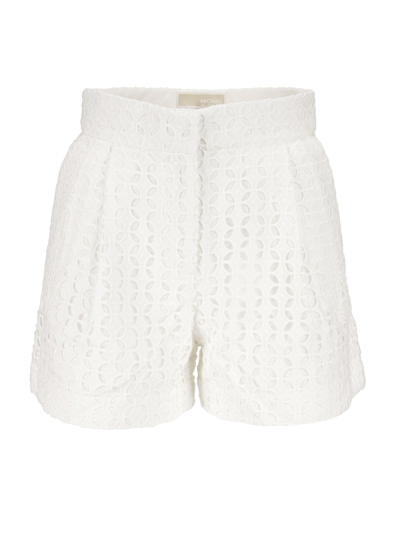 Shop Michael Kors Eyelet Pleated Shorts In White