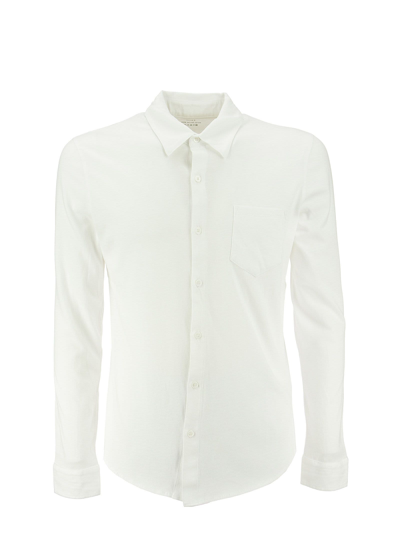 Shop Majestic Deluxe Cotton Long Sleeve Shirt In White