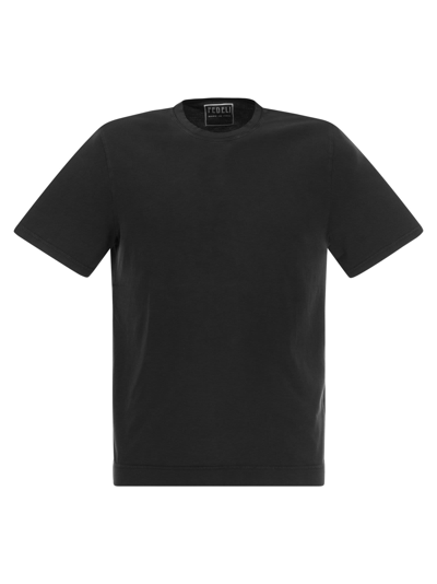 Shop Fedeli Crew-neck Cotton T-shirt In Black