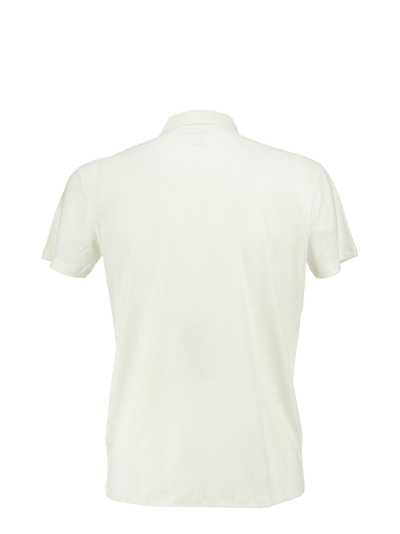 Shop Majestic Linen Polo Shirt With Short Sleeves In White