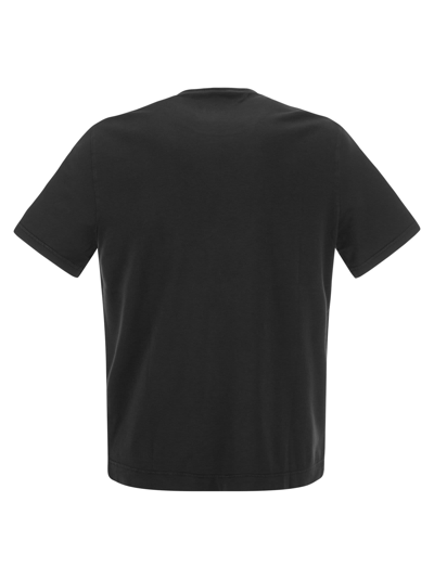 Fedeli Ribbed Hem Short Sleeves Textured Pattern In Black