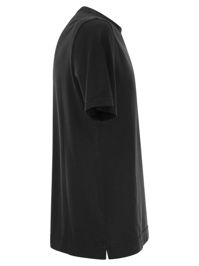 Fedeli Ribbed Hem Short Sleeves Textured Pattern In Black