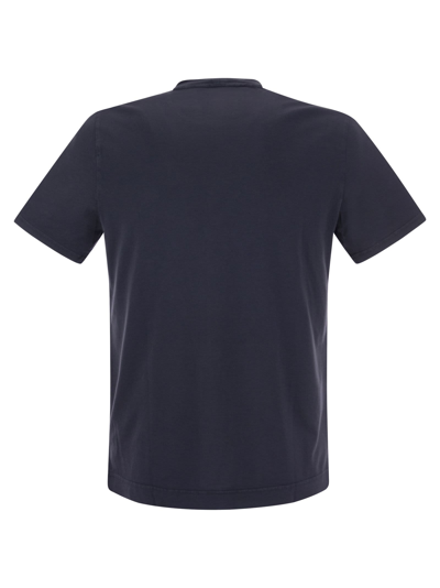 Shop Fedeli Crew-neck Cotton T-shirt In Blue