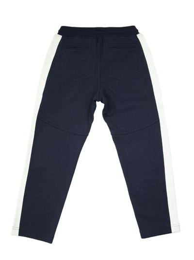 Shop Brunello Cucinelli Techno Cotton French Terry Sweatpants With Badge In Blue