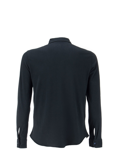 Shop Majestic Deluxe Cotton Long Sleeve Shirt In Marine