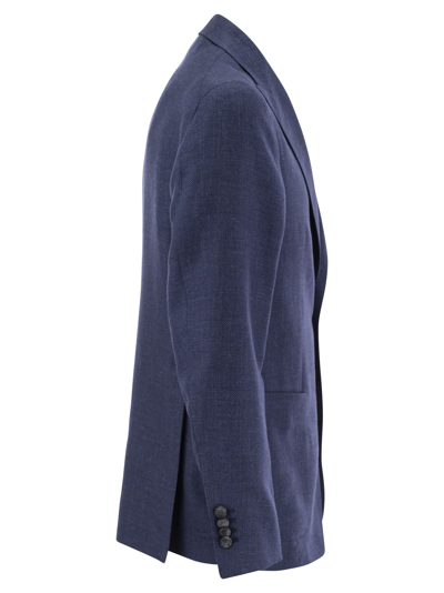 Shop Tagliatore Linen And Virgin Wool Two-button Jacket In Avio