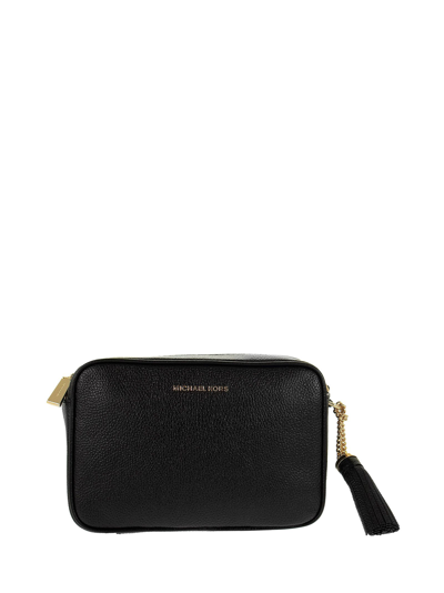 Shop Michael Kors Ginny - Leather Crossbody Bag In Black