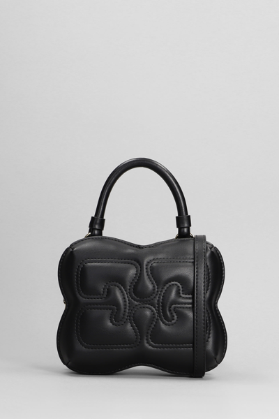 Shop Ganni Butterfly Hand Bag In Black Leather