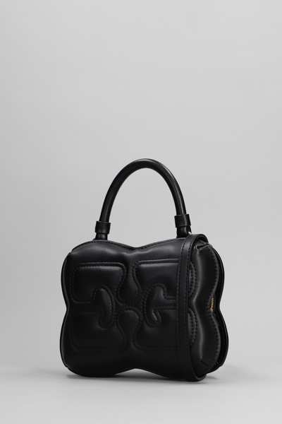 Shop Ganni Butterfly Hand Bag In Black Leather