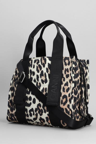Shop Ganni Tote In Animalier Polyester