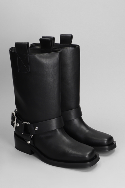 Shop Ganni Boots In Black Synthetic Leather