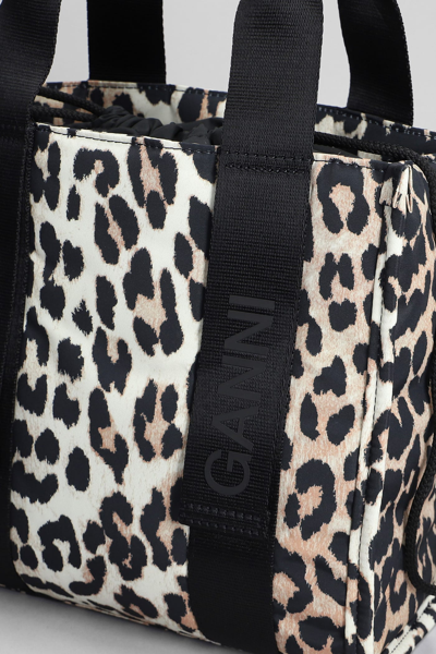 Shop Ganni Tote In Animalier Polyester