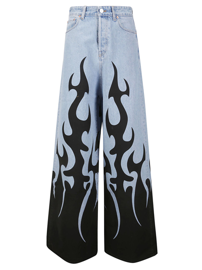 Shop Vetements Fire Big Shape Jeans In Blue / Black