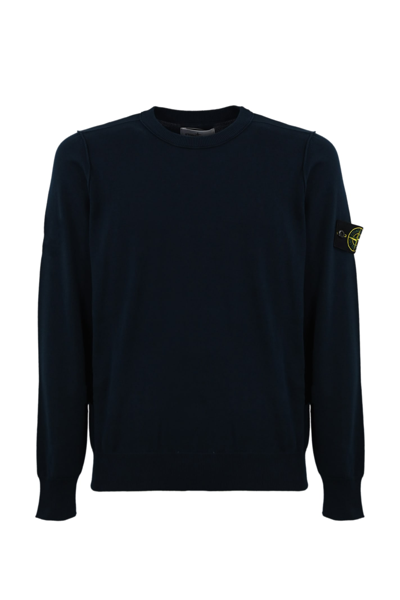 Shop Stone Island Crew Neck Sweater In 540b2 Cotton In Navy Blue