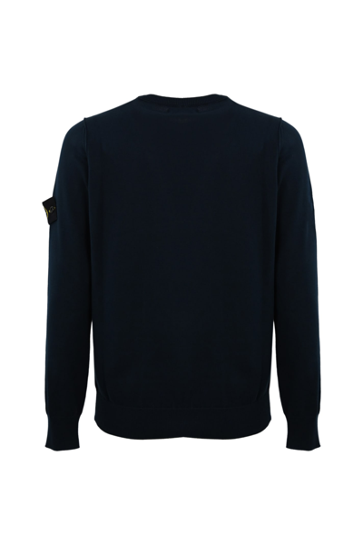 Shop Stone Island Crew Neck Sweater In 540b2 Cotton In Navy Blue