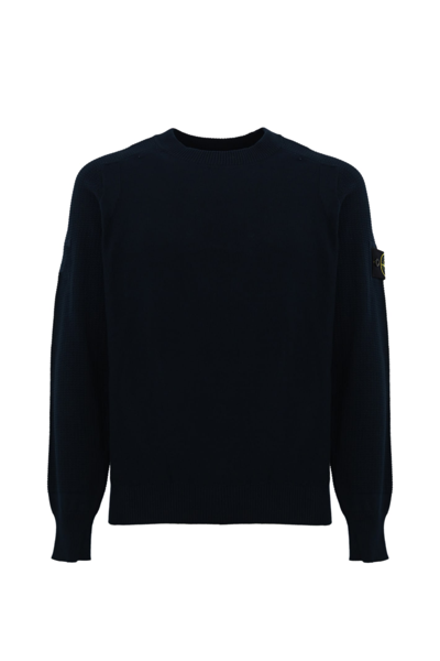 Shop Stone Island 536b4 Cotton Sweater In Navy Blue