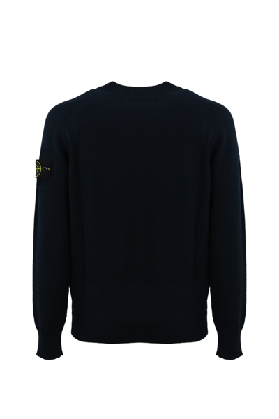 Shop Stone Island 536b4 Cotton Sweater In Navy Blue