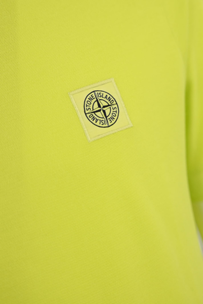 Shop Stone Island Cotton Polo Shirt With 2sc67 Logo In Lemon