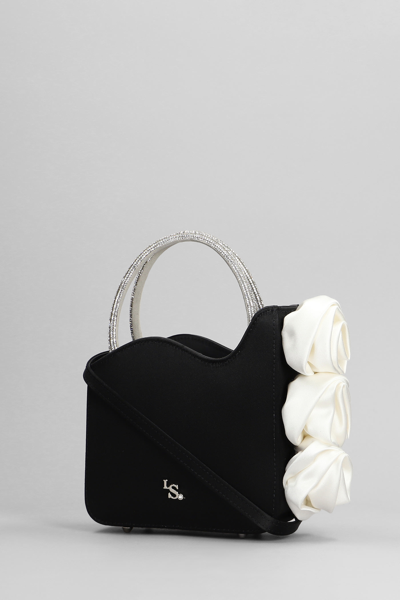 Shop Le Silla Rose Shoulder Bag In Black Satin