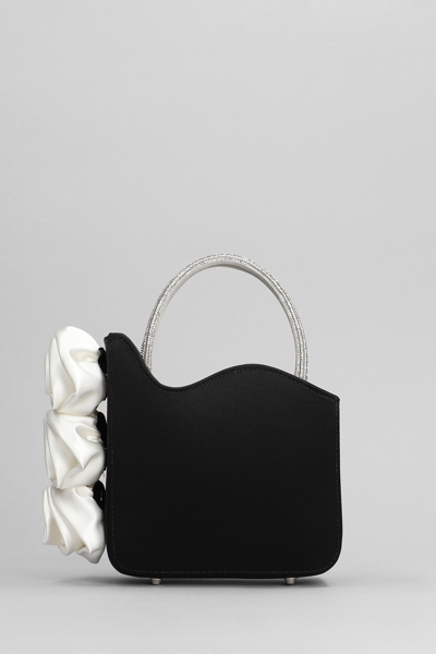 Shop Le Silla Rose Shoulder Bag In Black Satin