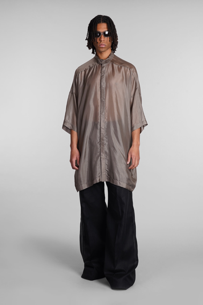 Shop Rick Owens Edfu Magnum Shirt In Grey Silk